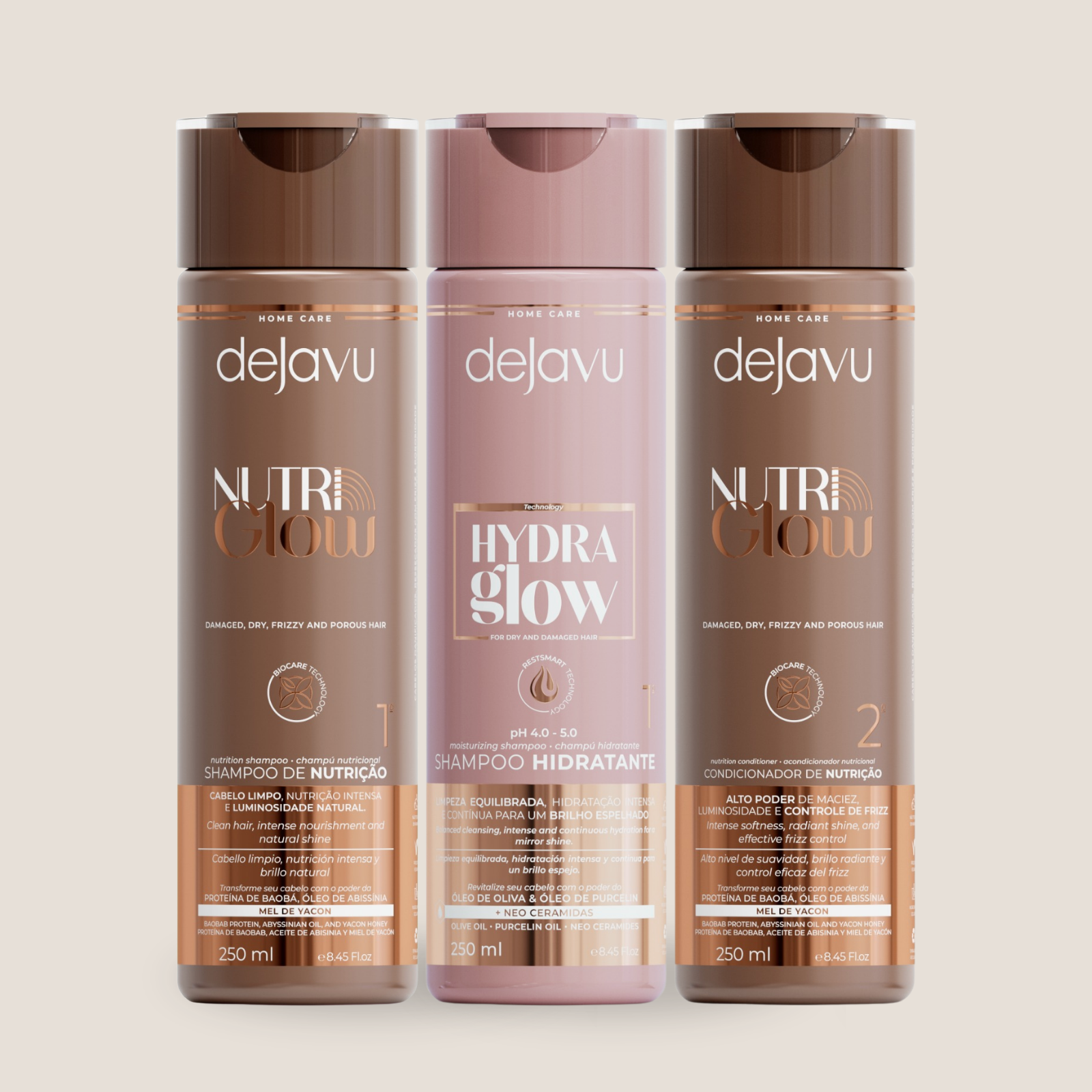 Trio  NutriGlow+HydraGlow | Shampoo em Dobro